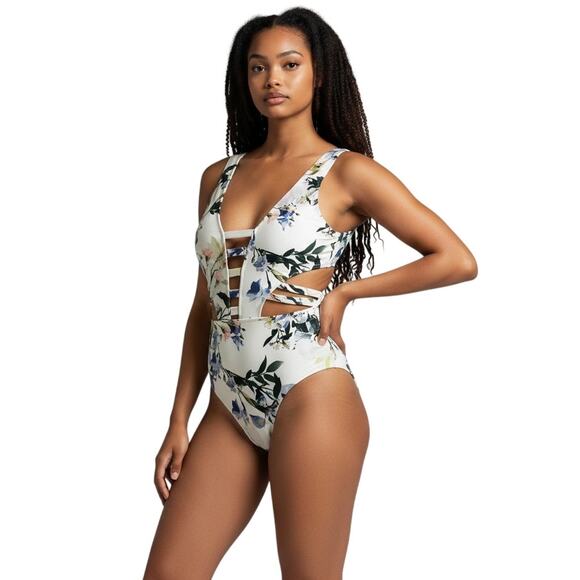 TiniBikini Other - Tini Bikini Floral Print Side Cut Out One Piece Swimsuit Size M Medium